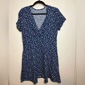 ✨ Shein Curve Navy Blue Floral Fit & Flare Dress – Size 0XL ✨